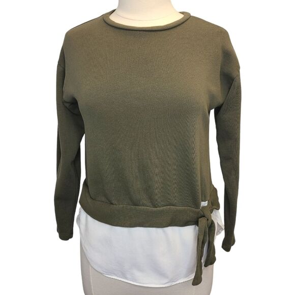 LOFT Women Green White Langenlook Sweatshirt S Petite - Picture 3 of 13